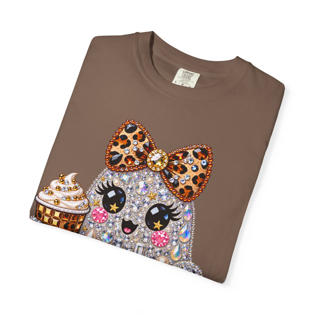 Halloween Sparkle Ghost T-Shirt — Cute Gemstone Ghost with Pumpkin & Coffee