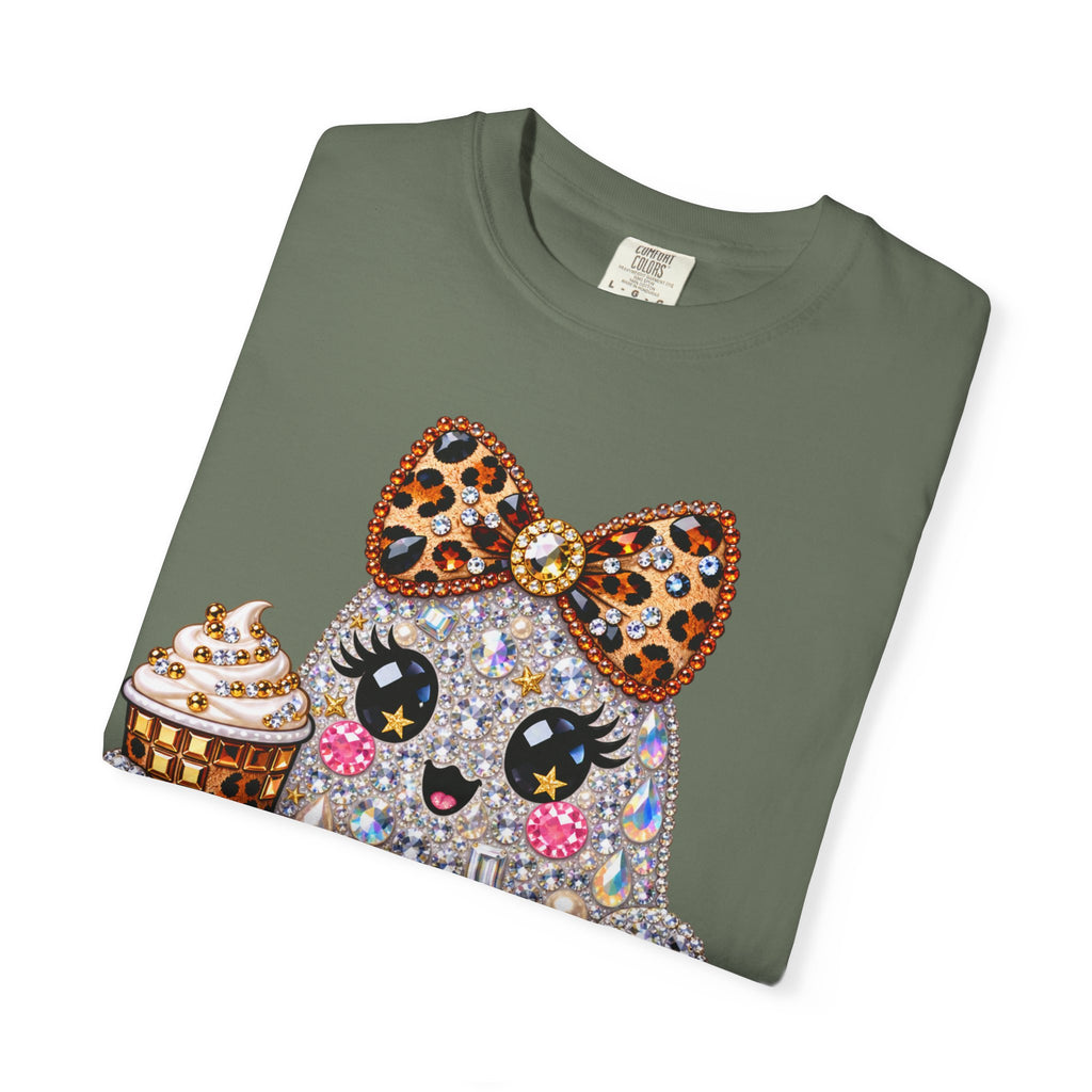 Halloween Sparkle Ghost T-Shirt — Cute Gemstone Ghost with Pumpkin & Coffee