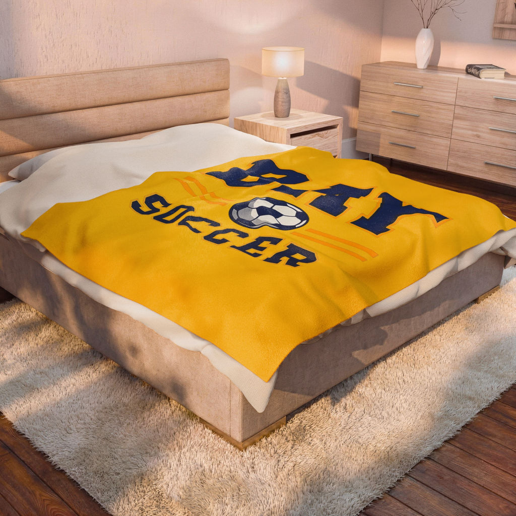 Bay Soccer Velveteen Plush Blanket — Soft Team Spirit Throw for Players & Fans