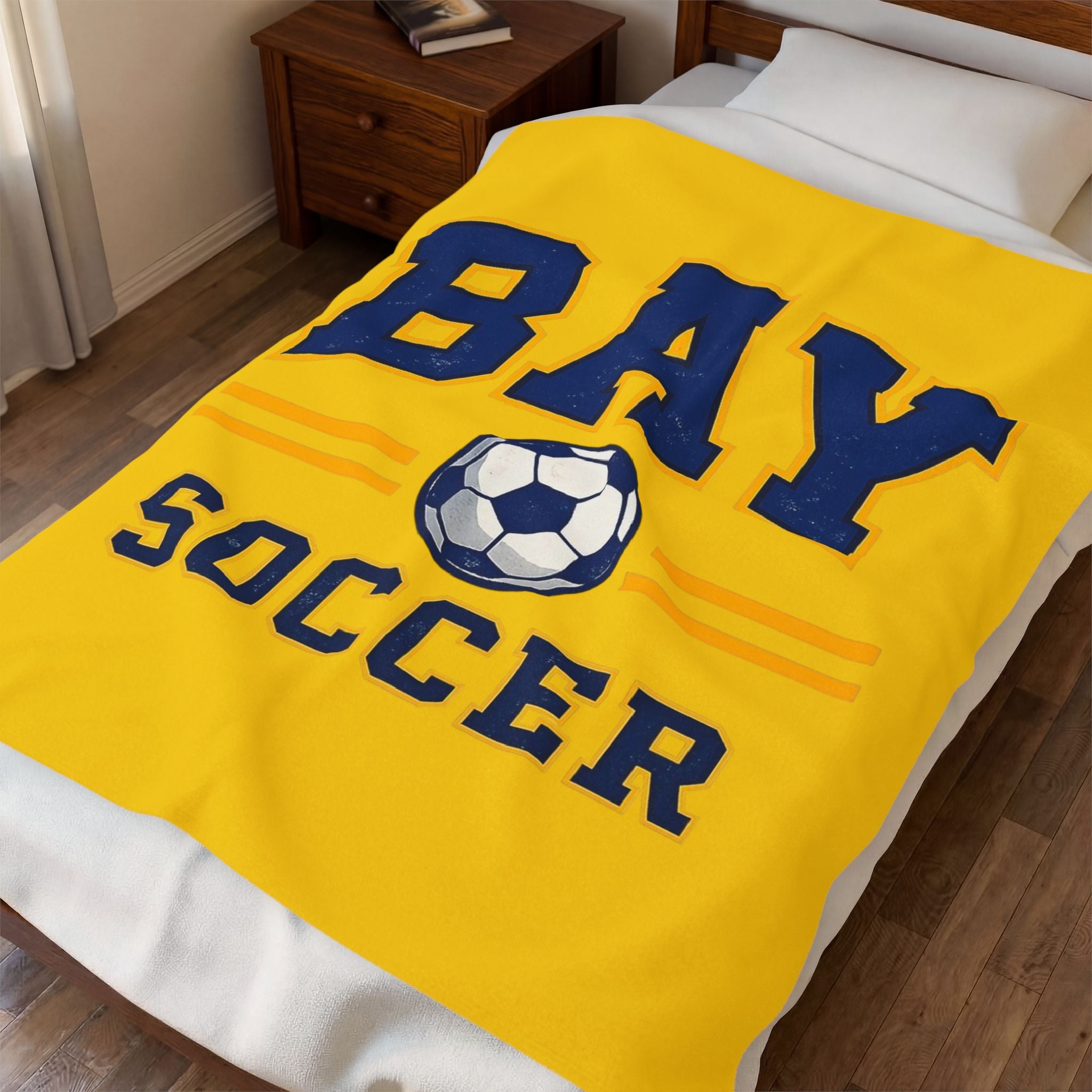 Bay Soccer Velveteen Plush Blanket — Soft Team Spirit Throw for Players & Fans