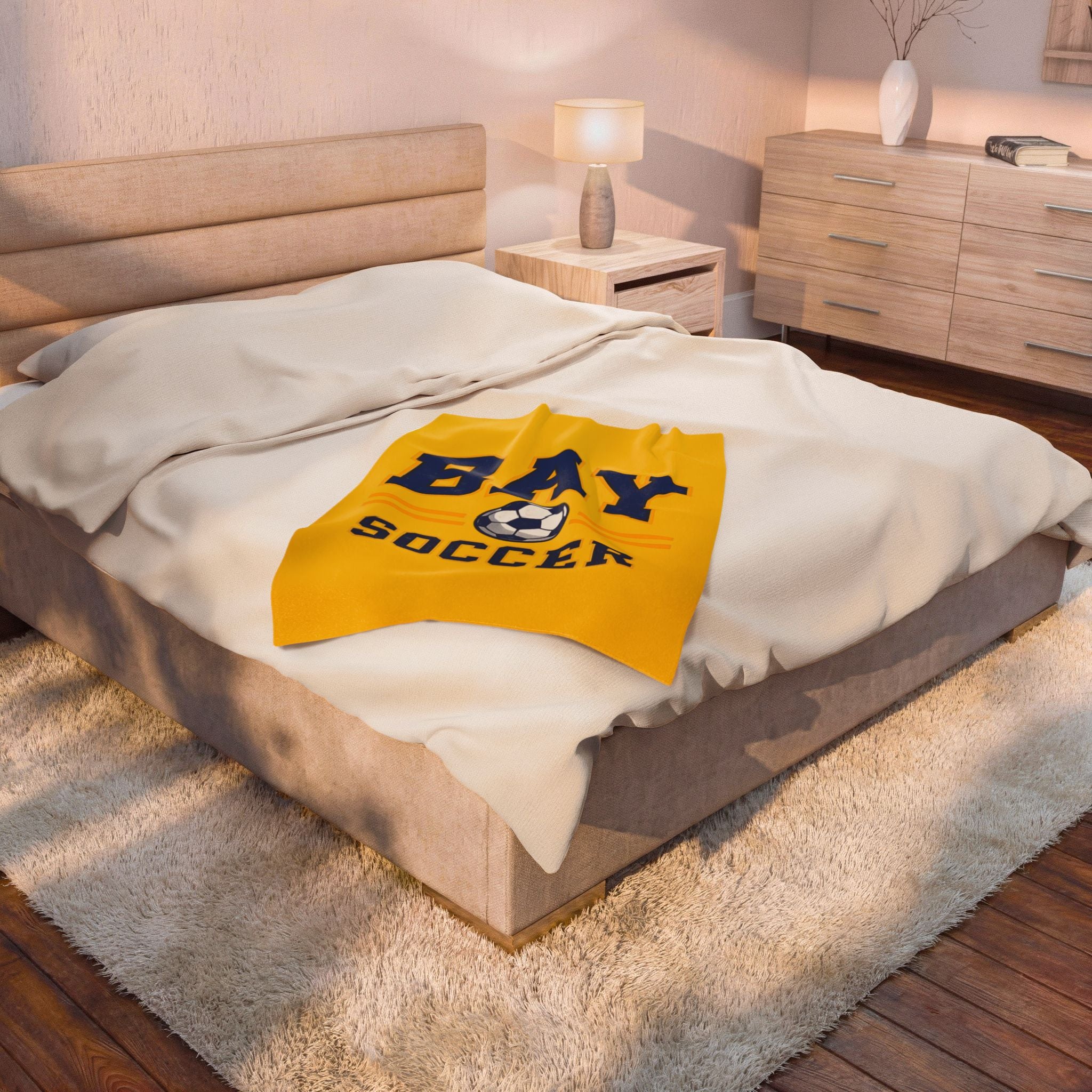 Bay Soccer Velveteen Plush Blanket — Soft Team Spirit Throw for Players & Fans