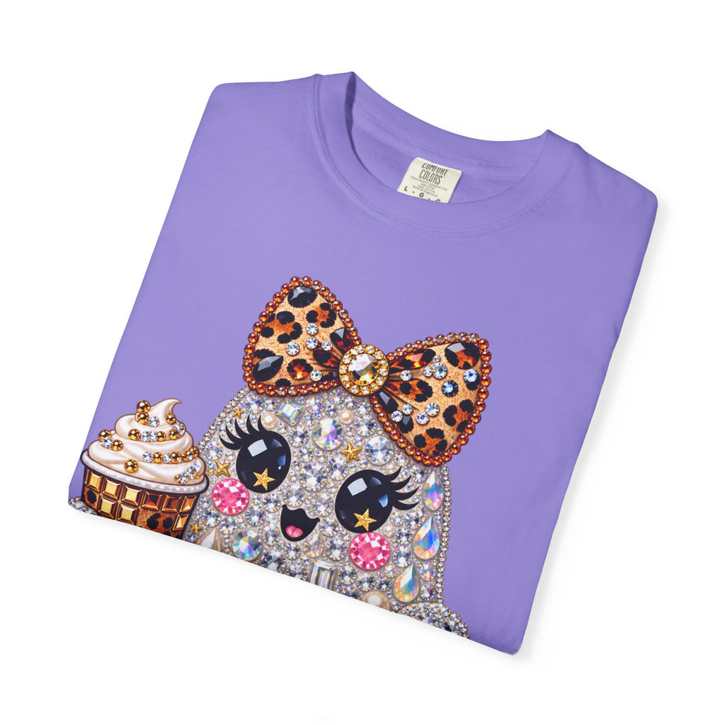 Halloween Sparkle Ghost T-Shirt — Cute Gemstone Ghost with Pumpkin & Coffee