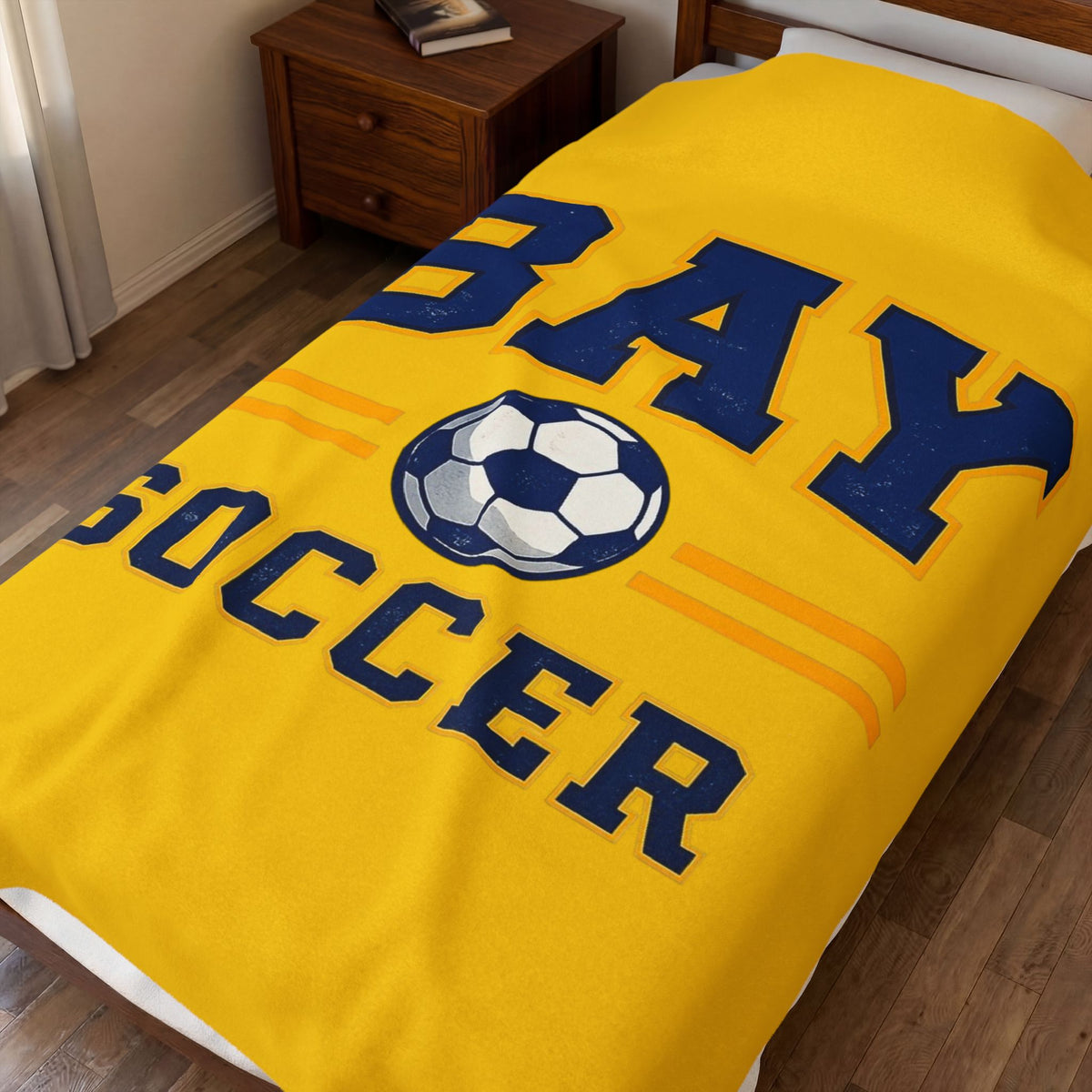 Bay Soccer Velveteen Plush Blanket — Soft Team Spirit Throw for Players & Fans