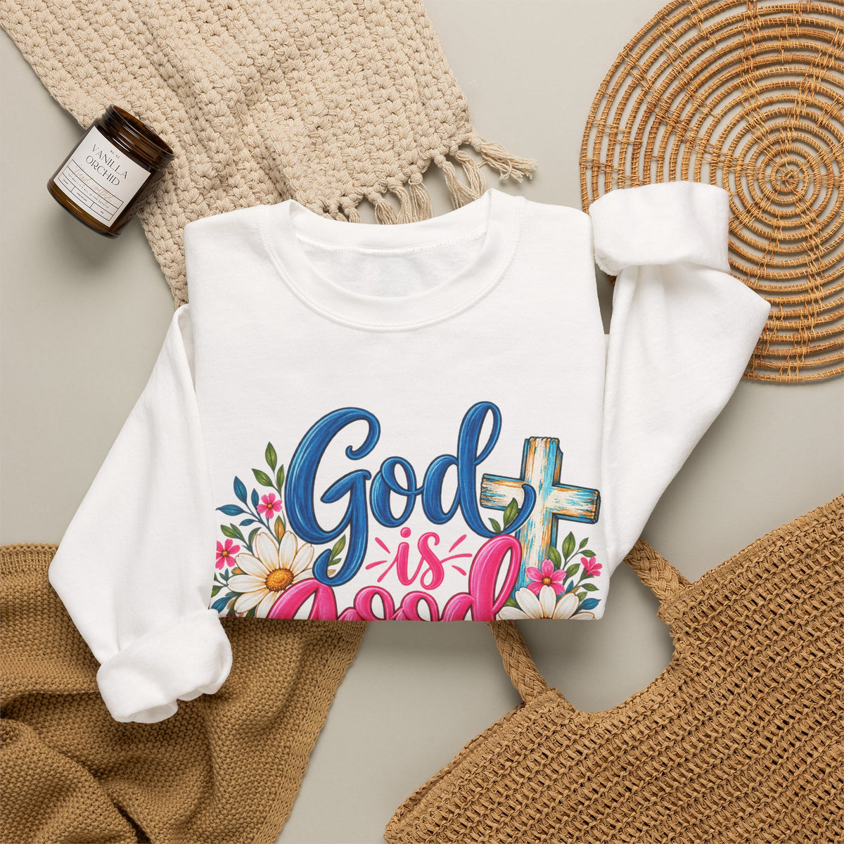 God Is Good All the Time Christian Crewneck Sweatshirt