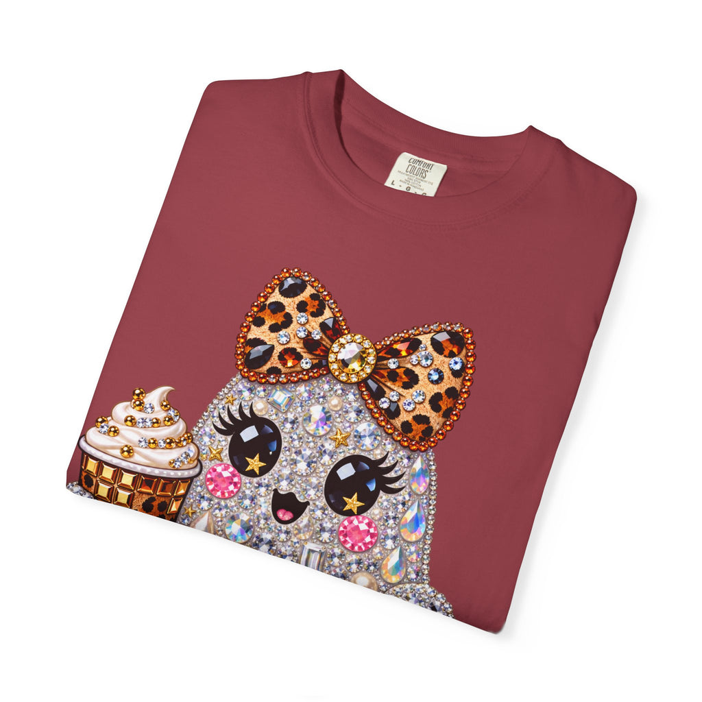 Halloween Sparkle Ghost T-Shirt — Cute Gemstone Ghost with Pumpkin & Coffee